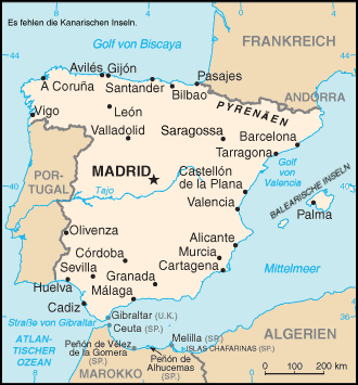 Spanien Karte Landkarte Spanien